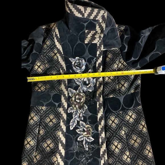 Desigual Embroidered Patchwork A-Line Coat Funnel Collar Button Front Jacket - Picture 13 of 16